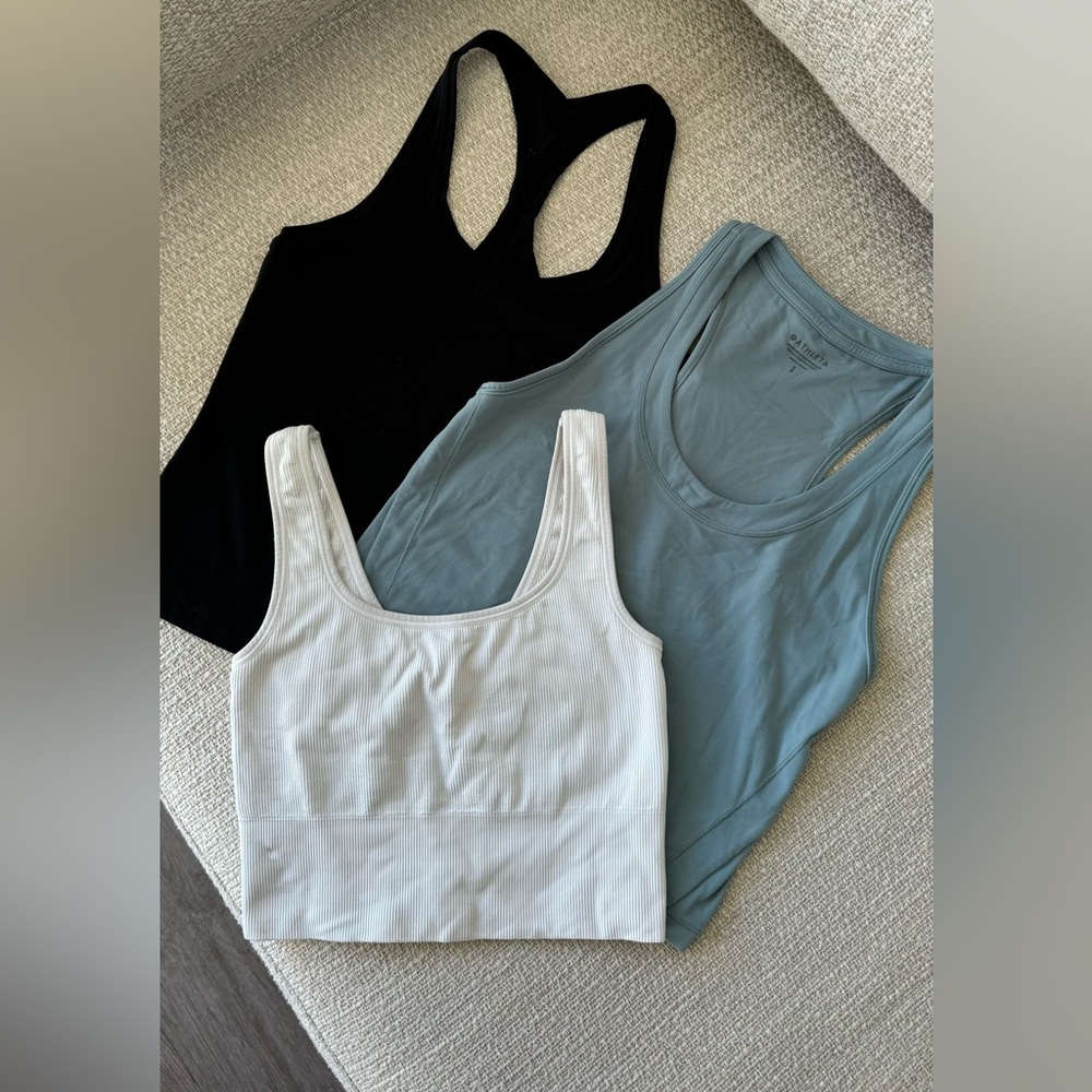 3 sports tank tops (LULULEMON, ATHLETA) Size Small, Align Racerback, Aurora